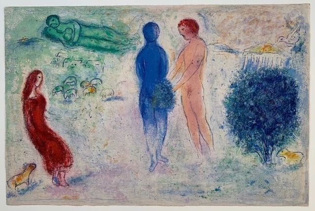 リトグラフ Chagall - Le jugement de Chloé