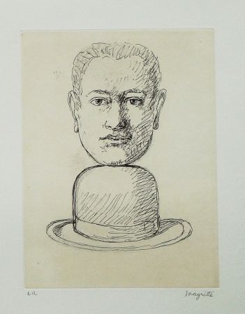エッチングと　アクチアント Magritte - Le lien de paille (Man with a Bowler Hat)