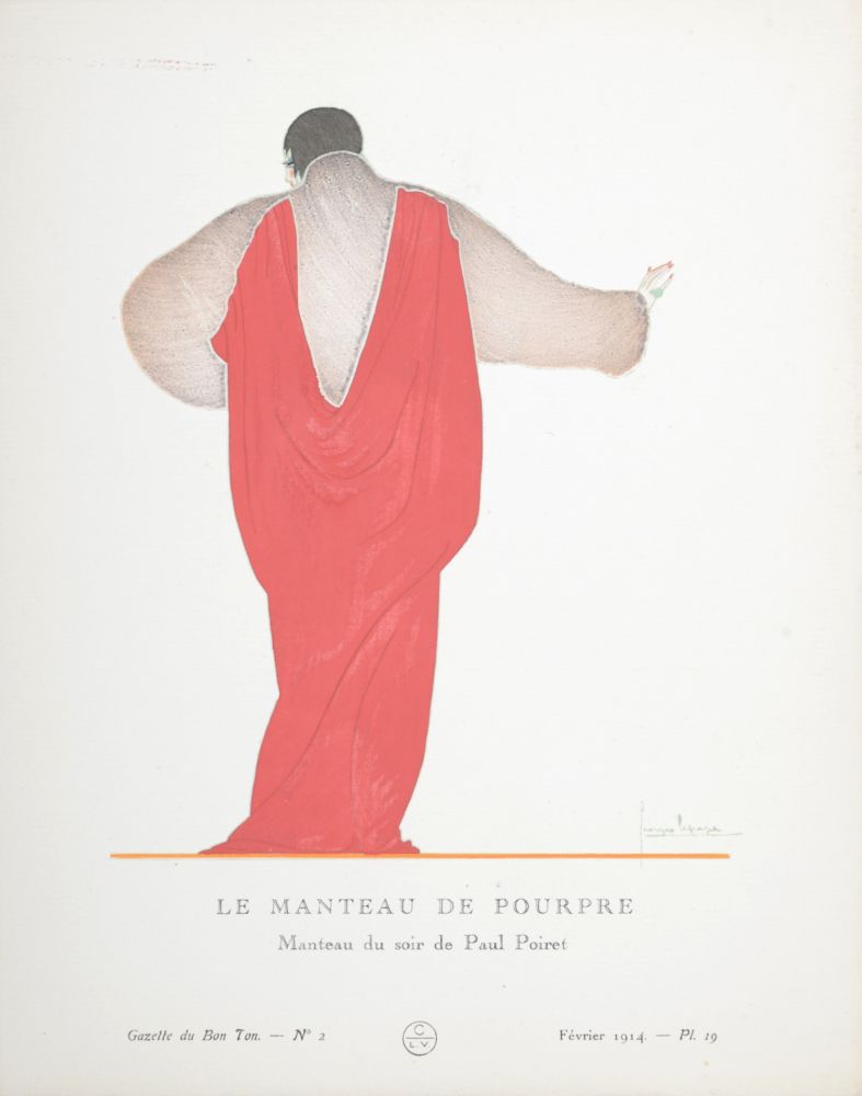 ステンシル Lepape - Le Manteau de pourpre, Manteau du soir de Paul Poiret, 1914