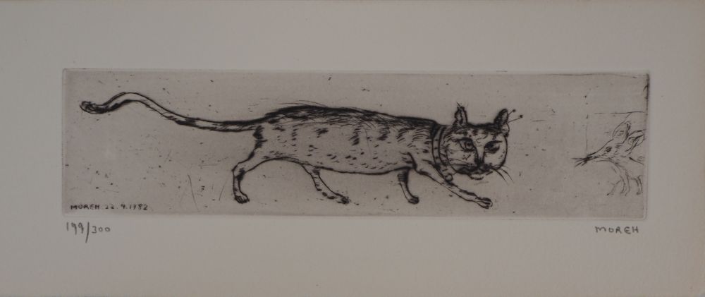 彫版 Moreh - Le matin d'un chat : le chat et la souris
