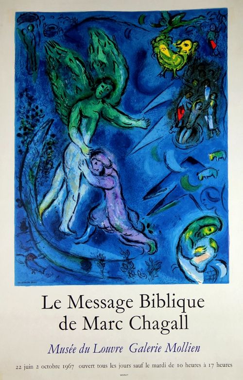 リトグラフ Chagall - Le Message Biblique Musee du Louvre Galerie Mollien