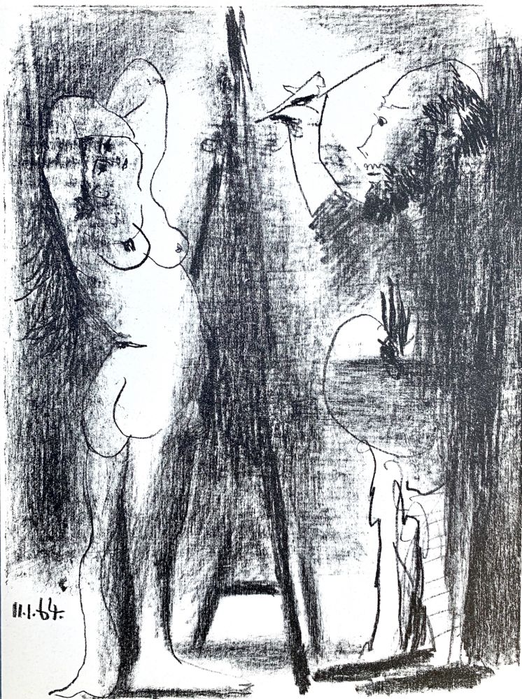 リトグラフ Picasso - Le Peintre et son modele