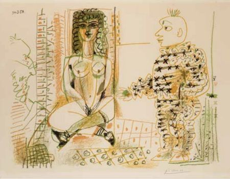 リトグラフ Picasso - Le peintre et son modele