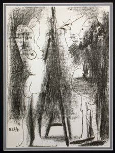 リトグラフ Picasso - Le peintre et son modèle