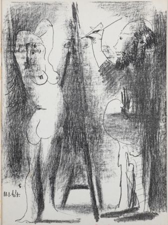 リトグラフ Picasso - Le Peintre et Son Modèle, 1964.