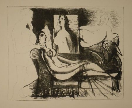 リトグラフ Picasso - Le peintre et son modèle / Der Maler und sein Modell
