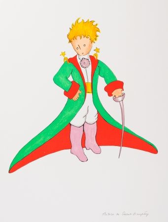 リトグラフ Saint-Exupéry - Le Petit Prince en grand manteau