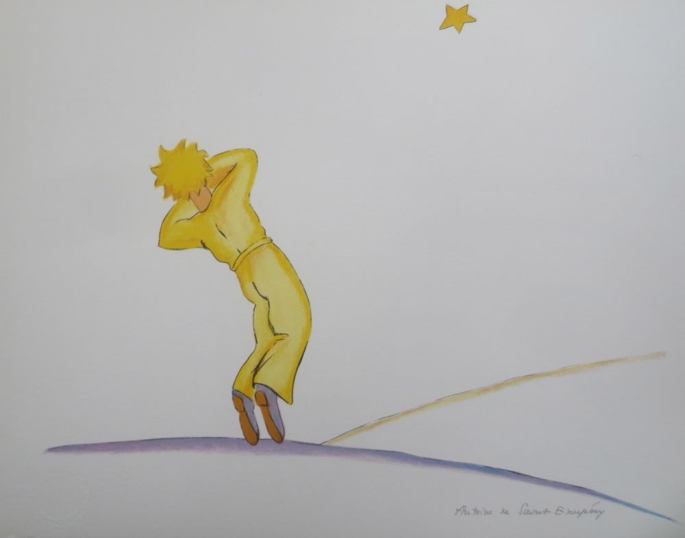 リトグラフ Saint-Exupéry - Le petit prince et l étoile
