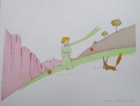 リトグラフ Saint-Exupéry - Le petit prince et le renard