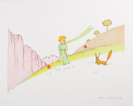 リトグラフ Saint-Exupéry - Le Petit Prince et le renard