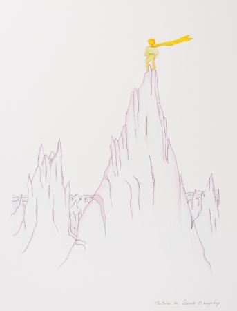 リトグラフ Saint-Exupéry - Le Petit Prince sur les cimes