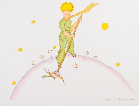 リトグラフ Saint-Exupéry - Le Petit Prince sur sa planète