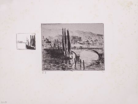 リトグラフ Pissarro - Le Pont Corneille