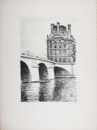 リトグラフ Marquet - Le Pont Royal et le Louvre, 1950