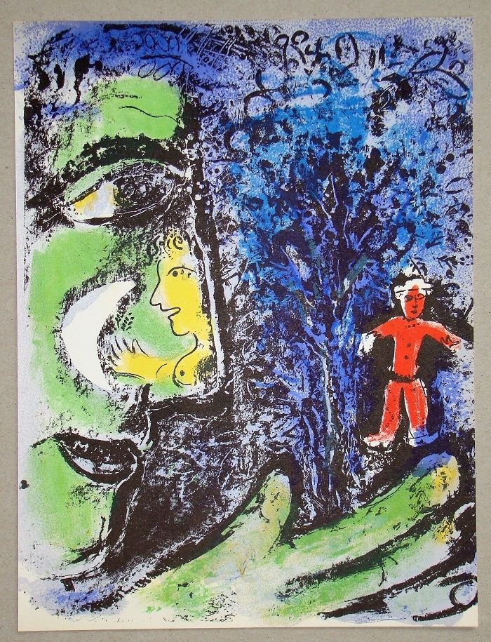 リトグラフ Chagall - Le Profil Et L'Enfant Rouge 