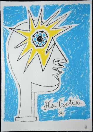 リトグラフ Cocteau - Le profil, œil à l'étoile