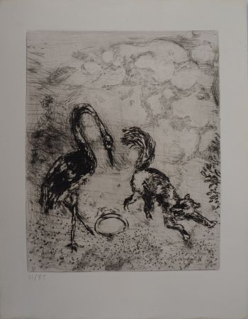 彫版 Chagall - Le renard et la cigogne