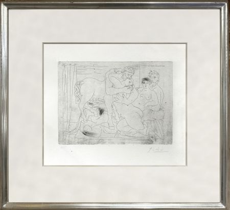 彫版 Picasso - Le repos du sculpteur devant un centaure et une femme