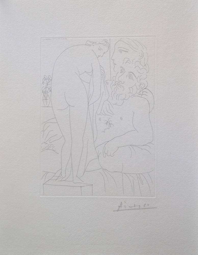 彫版 Picasso - Le repos du sculpteur devant un nu à la draperie, pl. 51 (B160 Vollard)