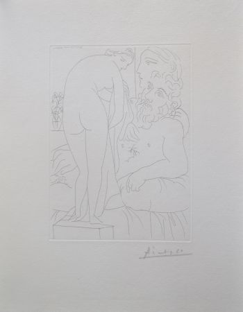 彫版 Picasso - Le repos du sculpteur devant un nu à la draperie, pl. 51 (B160 Vollard)