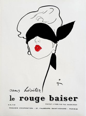 リトグラフ Gruau - Le Rouge  Baiser  Permet le Baiser