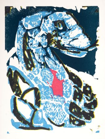 木版 Lorjou - Le Serpent, 1965
