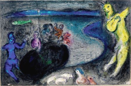 リトグラフ Chagall - LE SONGE DU CAPITAINE BRYIAXIS (de la suite Daphnis & Chloé - 1961)
