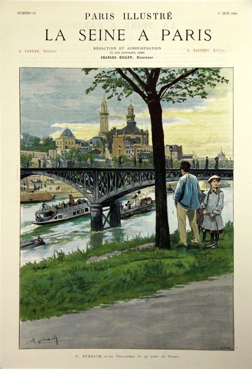 リトグラフ Grasset - Le Trocadero et le Pont de Passy