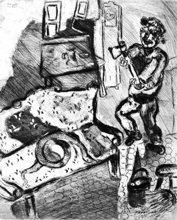 エッチング Chagall - Le Villageois et le serpent