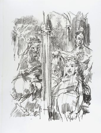 リトグラフ Kokoschka - Lear, Regan, Goneril, 1963
