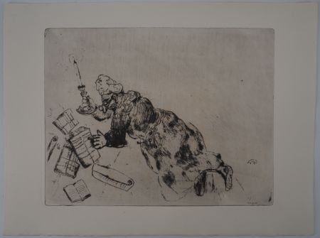 彫版 Chagall - Lecture à la chandelle (Pliouchkine à la recherche de ses papiers)