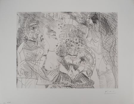 彫版 Picasso - Les 156, planche 154 : La Fête de la patronne, confetti et diablotin. Fine tranche de Degas