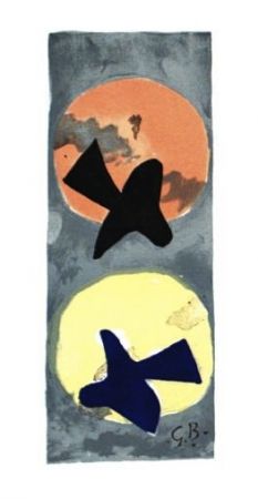 リトグラフ Braque - Les 2 oiseaux