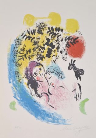 リトグラフ Chagall - Les Amoureux A Soleil Rouge - M285