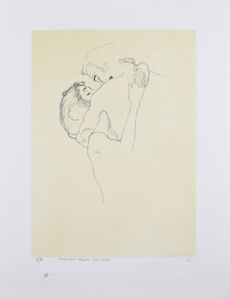 リトグラフ Klimt - LES AMOUREUX / LOVERS 1904-1905 / Upper bodies of an embracing couple