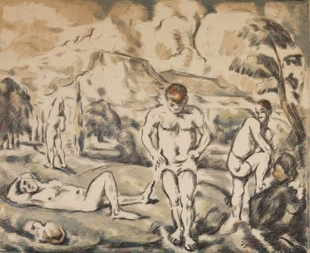 リトグラフ Cezanne - Les baigneurs / The Bathers