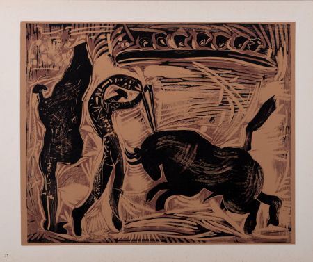 リノリウム彫版 Picasso - Les banderilles, 1962