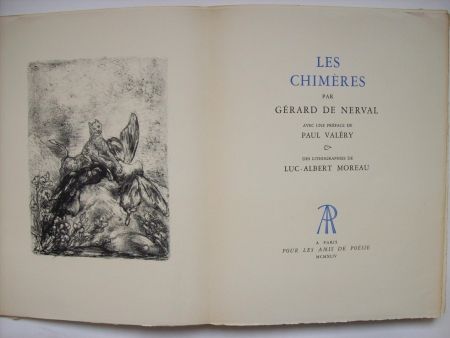 挿絵入り本 Moreau - Les Chimères, par Gérard de Nerval. Avec une préface de Paul Valéry & des lithographies de Luc-Albert Moreau