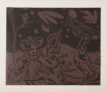 リノリウム彫版 Picasso - Les danseurs au hibou