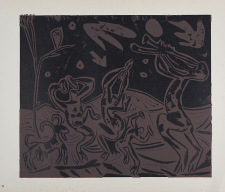 リノリウム彫版 Picasso (After) - Les danseurs au hibou, 1962