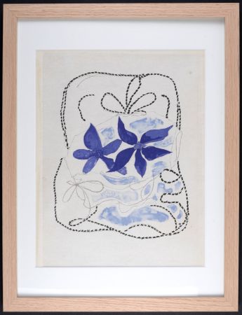 リトグラフ Braque - Les Deux iris, 1963 - Framed