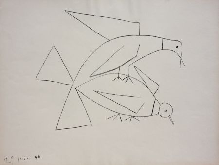 リトグラフ Picasso - Les Deux Tourterelles II (B. 406)  Two Turtle-doves