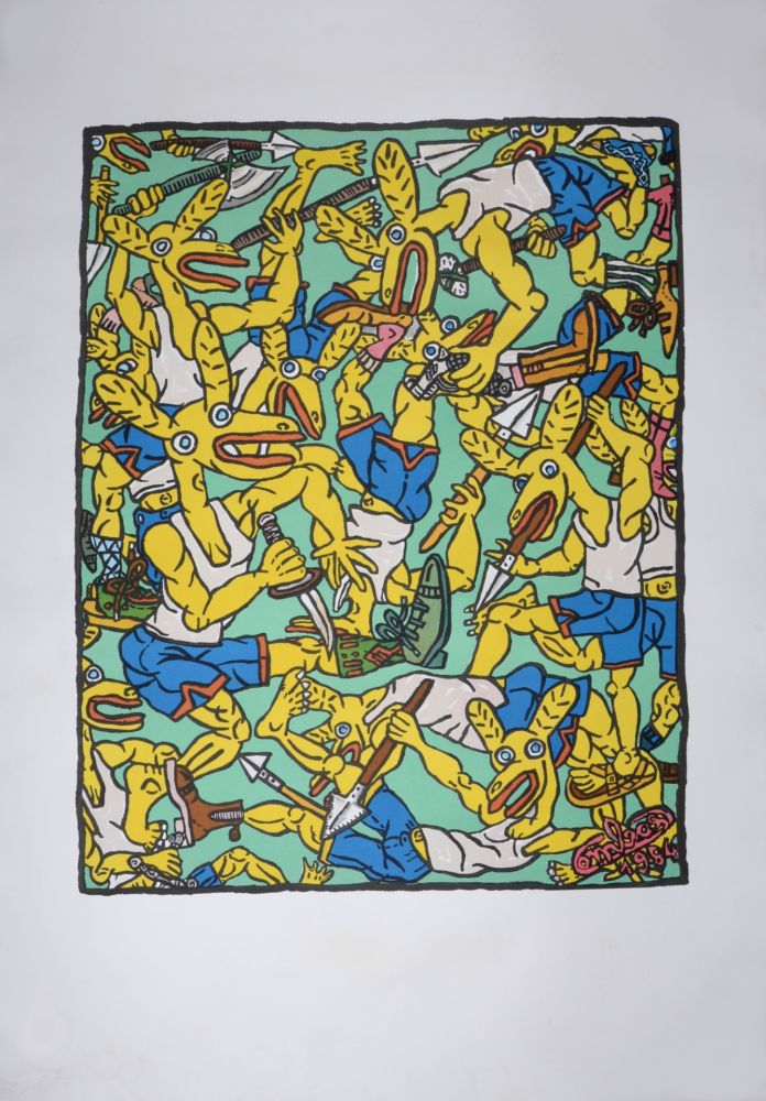 リトグラフ Combas - Les Lapins jaunes, 1984
