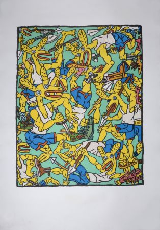 リトグラフ Combas - Les Lapins jaunes, 1984