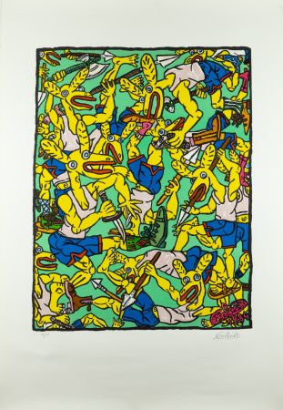 リトグラフ Combas - Les lapins jaunes 1984 (signed in pencil)