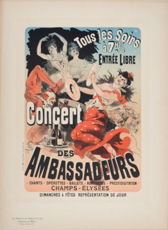 リトグラフ Cheret - Les Maîtres de l'Affiche : Concert des Ambassadeurs, 1891