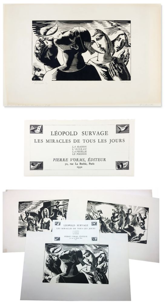 木版 Survage - LES MIRACLES DE TOUS LES JOURS. Paris : Pierre Vorms, 1932 - RARISSIME SUITE SIGNÉE. 