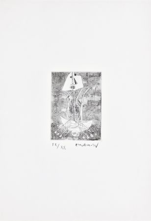 エッチング Alechinsky - Les métiers 01: Le pêcheur