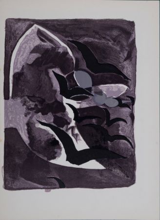 リトグラフ Braque - Les oiseaux de nuit, 1964