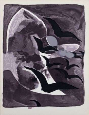 リトグラフ Braque - Les Oiseaux de nuit, 1964.